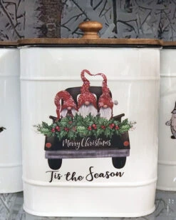 Gnome Design Canisters Metal With Wood Lids Set Of 4 Assorted -Home Decoration Onsale gnome 2