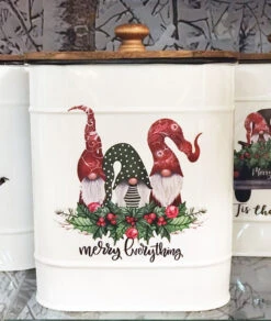 Gnome Design Canisters Metal With Wood Lids Set Of 4 Assorted -Home Decoration Onsale gnome 4