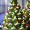 Lighted Green Ceramic Dolomite Christmas Tree - Optional Music Setting Battery Operated