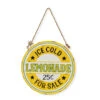 Outdoor Metal Sign Ice Cold Lemonade For Sale - 12 Inch With Jute Cord -Home Decoration Onsale ice cold lemonade boc