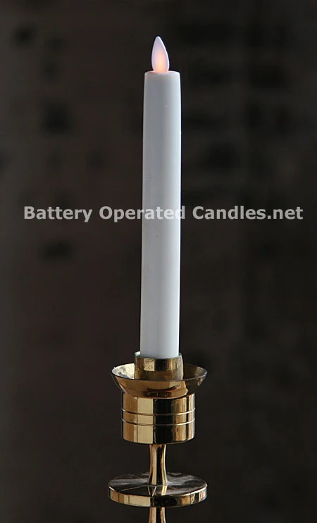 8 Inch Ivory Moving Flame Battery Operated Taper Candle - Timer