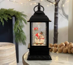 Animated Kissing Snowmen Under The Mistletoe Lighted Water Lantern