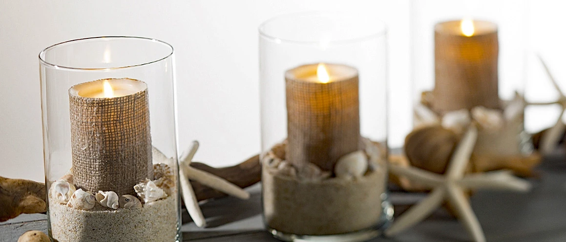 Moving Flame Burlap Wrapped Flameless Candle 3.5 X 5 Timer - Remote Ready 4 Moving Flame Burlap Wrapped Flameless Candle 3.5 X 5 Timer - Remote Ready - Image 2