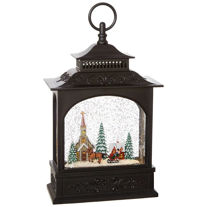 11 Inch Town Scene Lighted Water Lantern - Timer 4 11 Inch Town Scene Lighted Water Lantern - Timer - Image 2