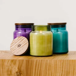 LIGHTLi Moving Flame Blue Glass Jar Candle - 4 X 5.5 Inch Remote Ready -Home Decoration Onsale lightli glass jar candles 4 colors