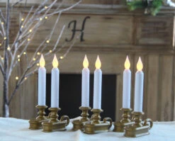 HOLIDAY DEAL Discount 6 Pack Battery Operated Window Sil Candle Antique Gold - Flicker And Steady On