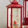 Red Lighted Snow Globe With Cardinals In Swirling Glitter - 11 Inch -Home Decoration Onsale melrose red lantern with cardinals