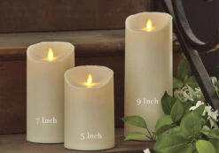 Outdoor Moving Flame Ivory Resin Battery Operated Candle 7 Inch - Timer Remote Ready -Home Decoration Onsale moving flame outdoor candle 2