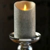 Moving Flame Silver Glitter Candle Battery Operated 3.5 X 5 Timer - Remote Ready -Home Decoration Onsale moving flame silver glitter full image