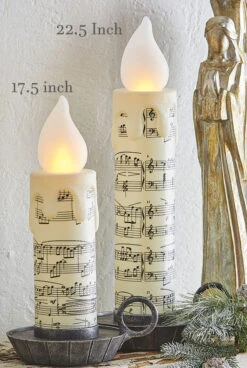 17.5 Inch Large Flickering Flame Sheet Music Candle