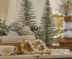 White Wooden Bead Garland 6 Foot - New From RAZ -Home Decoration Onsale natural and white wood beads 2