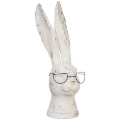 13.75 Inch Resin Rabbit With Glasses Decorative Figurine By RAZ