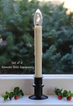 Adjustable Window Hugger Candles Dual Sided Bulb Onyx Set Of 2 - Remote Control