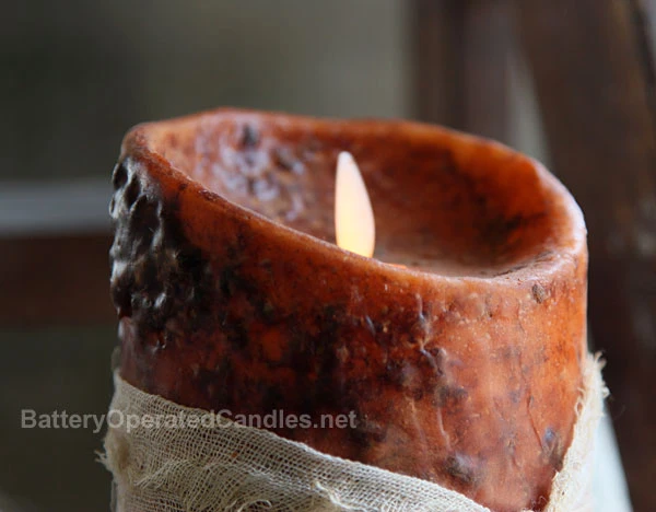 Moving Flame Primitive Rustic Orange Candle Battery Operated 3.5 X 7 - Timer - Remote Ready 5 Moving Flame Primitive Rustic Orange Candle Battery Operated 3.5 X 7 - Timer - Remote Ready - Image 3