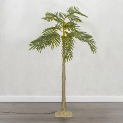5 Foot Electric Lighted Palm Tree - 89 Warm White Micro Lights With Outdoor Adaptor