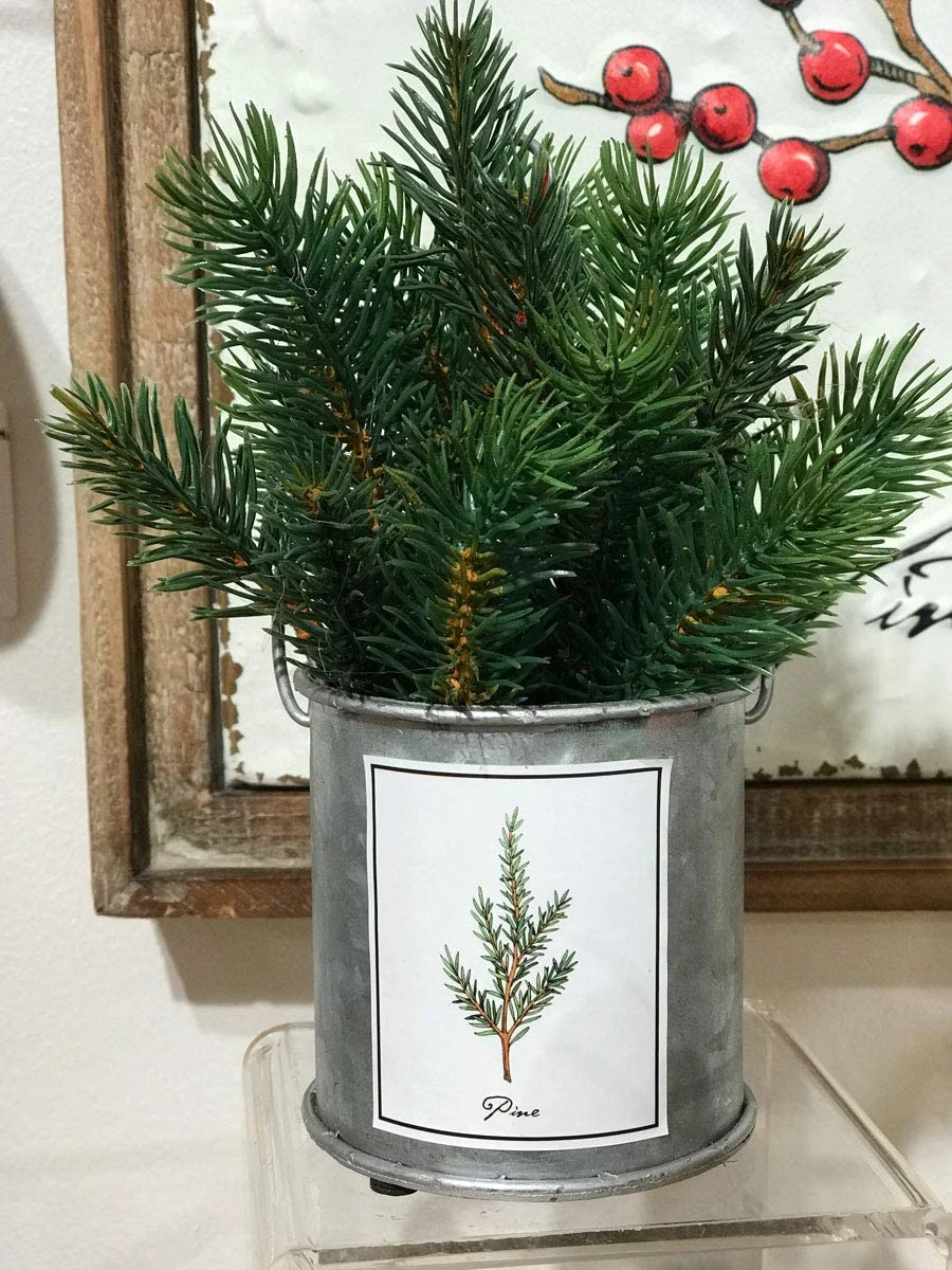 Winterberry, Pine, Holly And Mistletoe Assorted 4 In Galvanized Decorative Buckets 4 Winterberry, Pine, Holly And Mistletoe Assorted 4 In Galvanized Decorative Buckets - Image 2