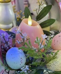 4 Inch Lighted Wax Egg Candles Set Of 4 Assorted Spring Colors With Timer - NEW 2023 -Home Decoration Onsale pink egg candle