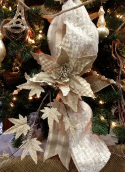 Cream And White Sack Cloth Check - Lace Overlay - 6 Inch X 5 Yards -Home Decoration Onsale plaid lace full image