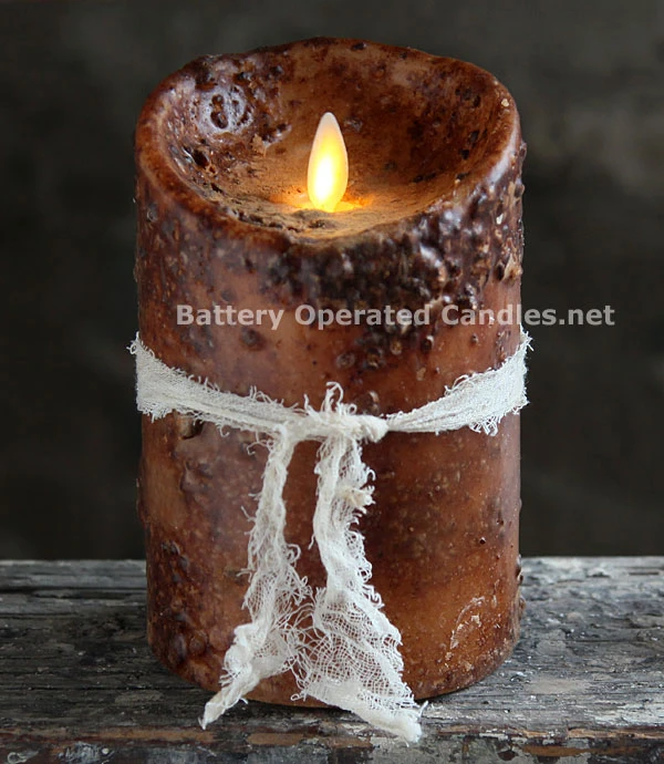 Moving Flame Primitive Brown Candle Battery Operated 3.5 X 5 - Timer - Remote Ready 3 Moving Flame Primitive Brown Candle Battery Operated 3.5 X 5 - Timer - Remote Ready