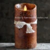 Moving Flame Primitive Brown Candle Battery Operated 3.5 X 7 - Timer - Remote Ready -Home Decoration Onsale primitive 7 inch brown lumi