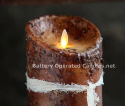 Moving Flame Primitive Brown Candle Battery Operated 3.5 X 5 - Timer - Remote Ready 10 Moving Flame Primitive Brown Candle Battery Operated 3.5 X 5 - Timer - Remote Ready -Home Decoration Onsale primitive detail brown lumi