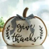 Set Of 3 Assorted Resin Harvest Pumpkin Signs With Black And White Checked Bow 8.2 Inch -Home Decoration Onsale pumpkin give thanks