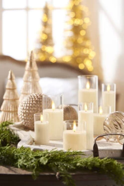 Clear Glass Flameless Candle 3 Inch X 6 Inch Ivory Pillar - Remote Ready -Home Decoration Onsale raz clear glass candles for 3