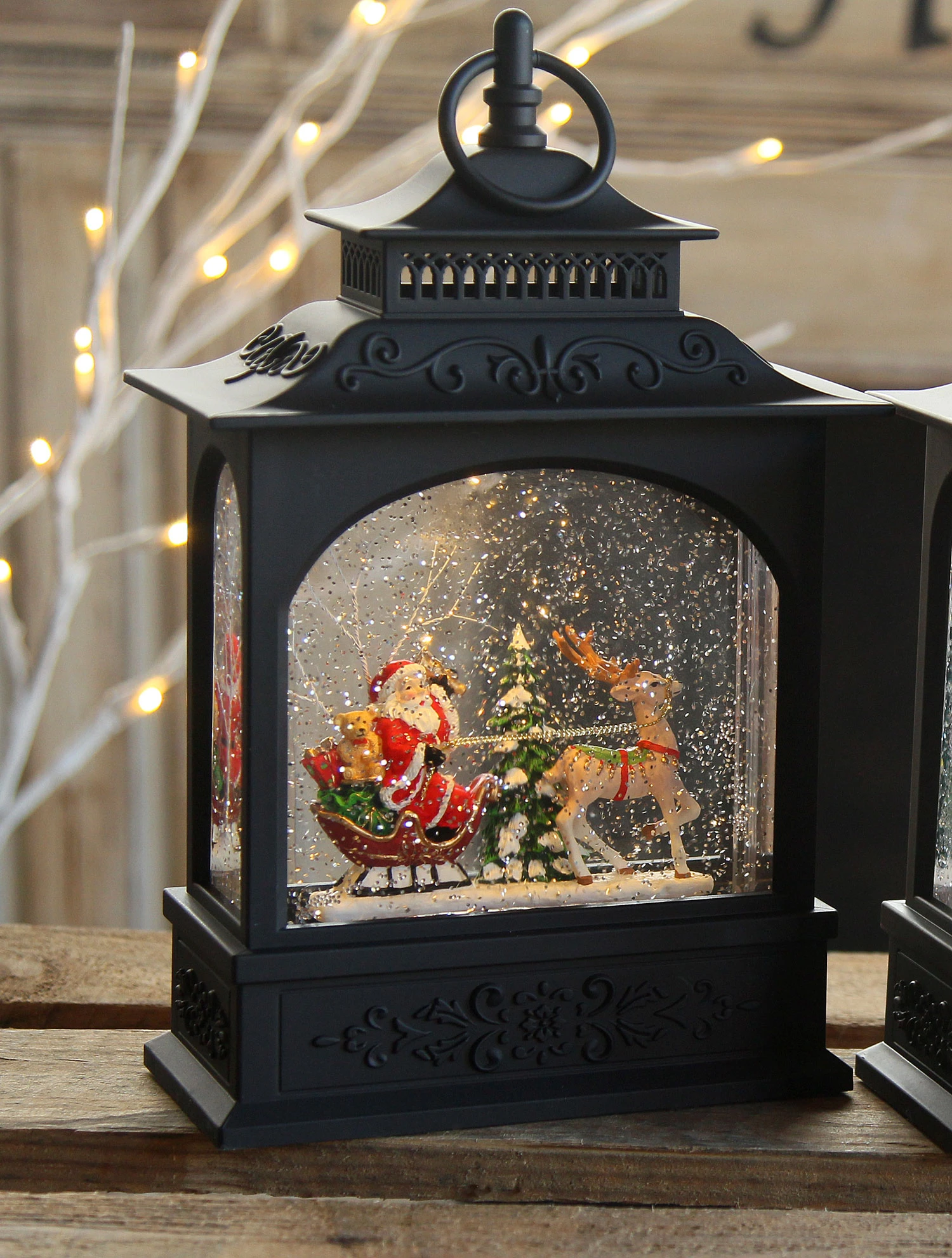 Santa In Sleigh Lighted Water Lantern - Timer 7 Santa In Sleigh Lighted Water Lantern - Timer - Image 5