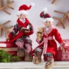 Set Of 2 Assorted 16 Inch Red And Plaid Ready For Bed Posable Elf Christmas Figures 1 Set Of 2 Assorted 16 Inch Red And Plaid Ready For Bed Posable Elf Christmas Figures -Home Decoration Onsale ready for bed glam