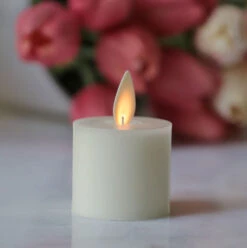 Set Of 4 Ivory Wax Tealights With Rechargeable Base And Remote Included -Home Decoration Onsale rechargeable single 2