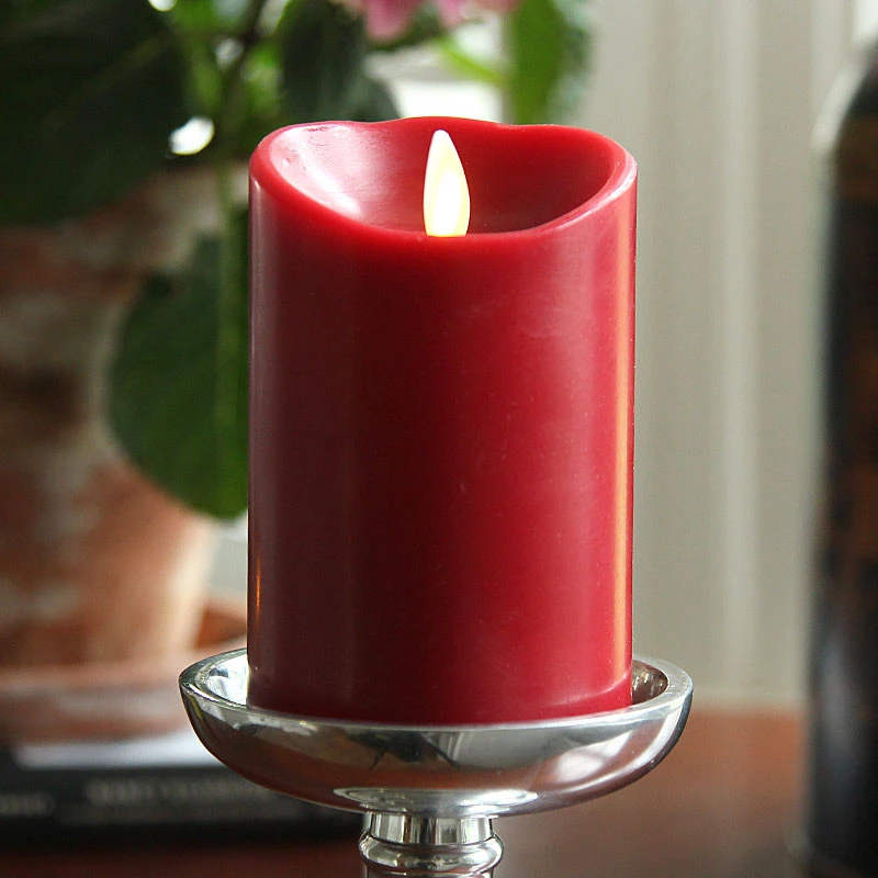 3 Inch Diameter Red Moving Flame 4 Inch Candle - Remote Ready 4 3 Inch Diameter Red Moving Flame 4 Inch Candle - Remote Ready - Image 2