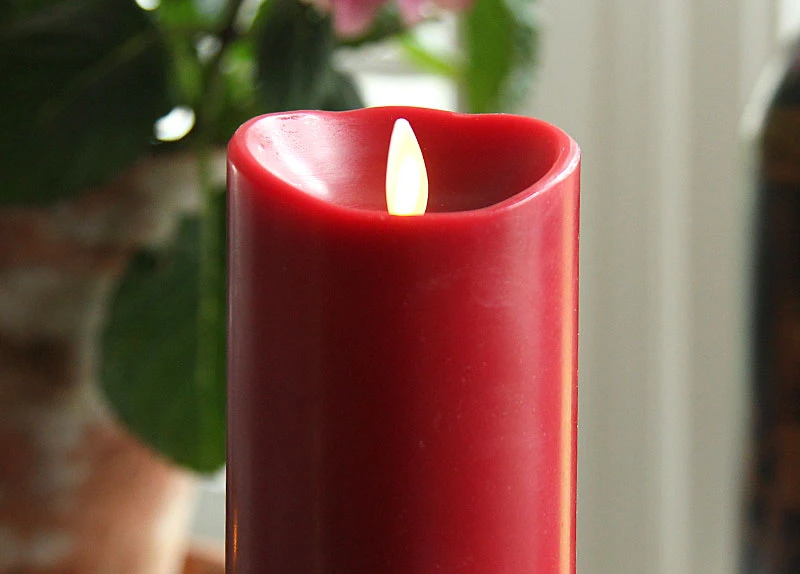 3 Inch Diameter Red Moving Flame 6 Inch Candle - Remote Ready 4 3 Inch Diameter Red Moving Flame 6 Inch Candle - Remote Ready - Image 2