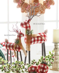 Red And White Buffalo Checked Plaid Deer - 19.25 Inch