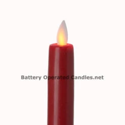 8 Inch Red Moving Flame Battery Operated Taper Candle - Timer -Home Decoration Onsale red dancing flame flameless