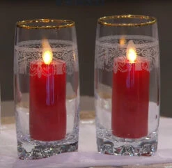 Red Wax 3.5 Inch Moving Flame Votive Candles Set Of 2 - Remote Ready -Home Decoration Onsale red moving flame votives 1