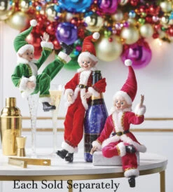 16 Inch Red Posable Christmas Elf -Home Decoration Onsale red pink green elf 2 1