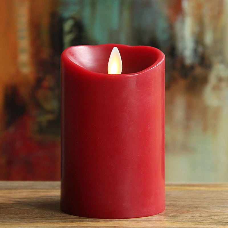 3 Inch Diameter Red Moving Flame 4 Inch Candle - Remote Ready 5 3 Inch Diameter Red Moving Flame 4 Inch Candle - Remote Ready - Image 3