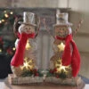 Set Of 2 Battery Operated Lighted Resin Snowman 10 Inch
