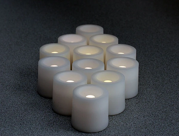 Tall Tea Lights - With Recessed Warm White LED - Super Bright Set Of 12 3 Tall Tea Lights - With Recessed Warm White LED - Super Bright Set Of 12