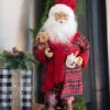 Tall 17.5 Inch Santa Figurine In Robe With Teddy And Hot Cocoa -Home Decoration Onsale santa with robe and cocoa