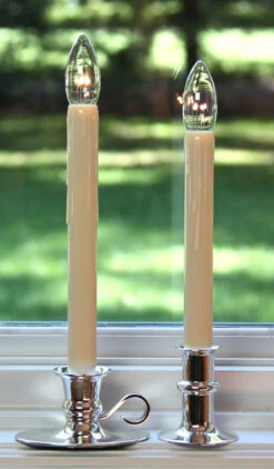 Ultra Bright Adjustable LED Cordless Window Candle Dual Sided Bulb - Timer - Silver Finish -Home Decoration Onsale silver base ivory candlestick 450