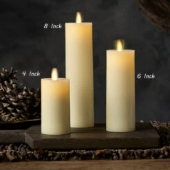 Luminara Slim Ivory Wax Moving Flame Pillar - 8 Inch Remote Ready -Home Decoration Onsale slim luminara image new