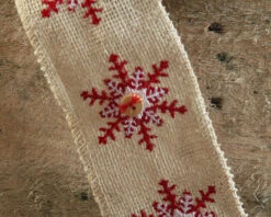 Ivory Snowflake Button Ribbon - High Quality Jute 2.5 Inch X 5 Yards -Home Decoration Onsale snowflake ribbon det 1