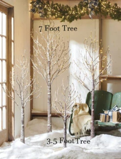 3.5 Foot Lighted Snowy Tree 96 Warm White LED - Indoor Outdoor - Steady On Or Twinkle From RAZ -Home Decoration Onsale snowy trees 2 size