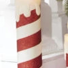 22.5 Inch Large Flickering Flame Candycane Striped Glitter Christmas Candle -Home Decoration Onsale stripped candles 22 inch ca