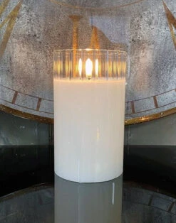 Radiance Faceted Ivory Poured Candle 3.5 X 6 Inch Clear Glass -NEW 2023