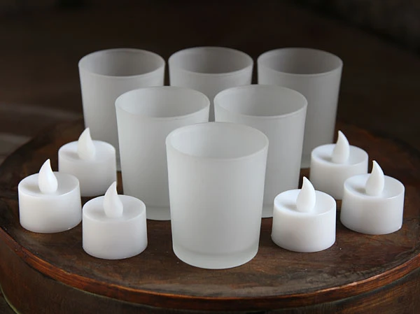 3 Inch White Frosted Battery Operated Tea Light Votive Candles - Set Of 6 4 3 Inch White Frosted Battery Operated Tea Light Votive Candles - Set Of 6 - Image 2