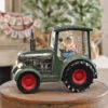Lighted Green Tractor Water Lantern With Santa In Swirling Glitter -Home Decoration Onsale tracktor main image