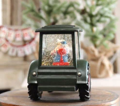 Lighted Green Tractor Water Lantern With Santa In Swirling Glitter -Home Decoration Onsale tractor back view