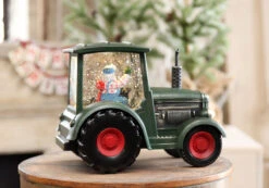 Lighted Green Tractor Water Lantern With Santa In Swirling Glitter -Home Decoration Onsale tractor backside view